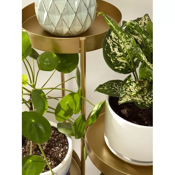 Kate and Laurel Finn Modern 4Tier Plant Stand 10 x 11 x 44 Bronze Folding Lightweight Plant Stand for Decorative Display and StorageGold
