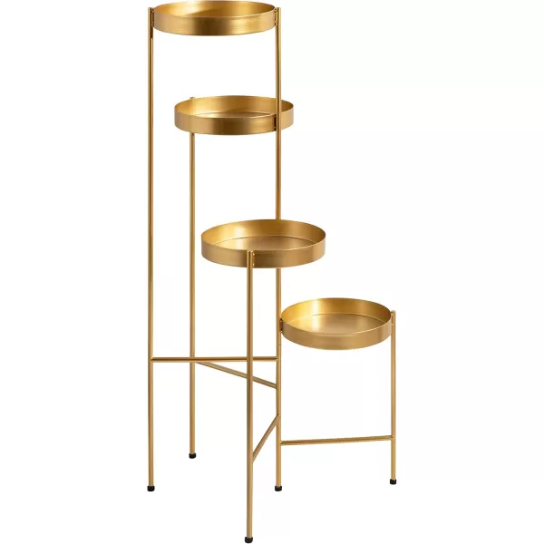 Kate and Laurel Finn Modern 4Tier Plant Stand 10 x 11 x 44 Bronze Folding Lightweight Plant Stand for Decorative Display and StorageGold
