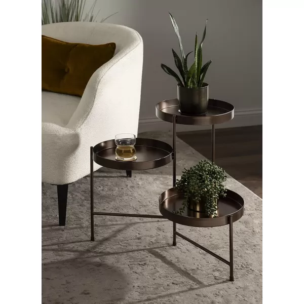 Kate and Laurel Finn Modern TriLevel Plant Stand 13 x 13 x 22 Gold Indoor MultiTiered Plant StandBronze