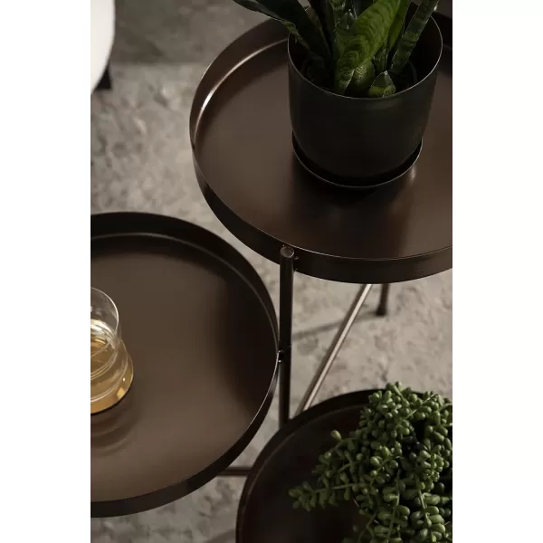 Kate and Laurel Finn Modern TriLevel Plant Stand 13 x 13 x 22 Gold Indoor MultiTiered Plant StandBronze