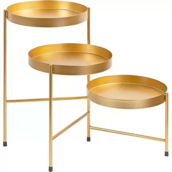 Kate and Laurel Finn Modern TriLevel Plant Stand 13 x 13 x 22 Gold Indoor MultiTiered Plant StandGold