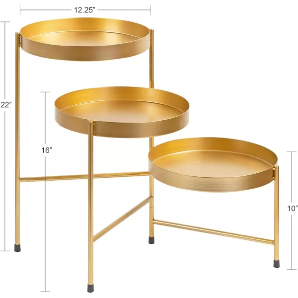 Kate and Laurel Finn Modern TriLevel Plant Stand 13 x 13 x 22 Gold Indoor MultiTiered Plant StandGold