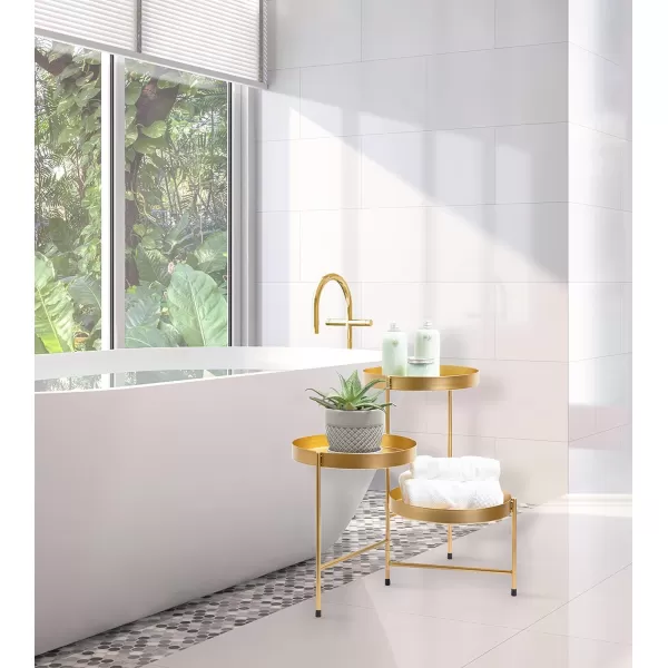 Kate and Laurel Finn Modern TriLevel Plant Stand 13 x 13 x 22 Gold Indoor MultiTiered Plant StandGold