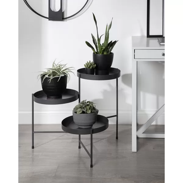 Kate and Laurel Finn Modern TriLevel Plant Stand 13 x 13 x 22 Gold Indoor MultiTiered Plant StandGray