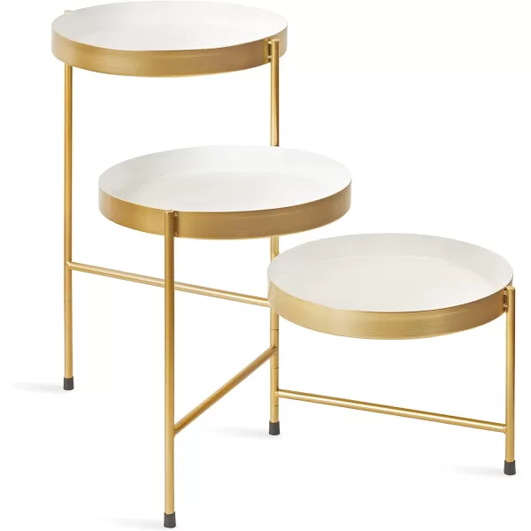 Kate and Laurel Finn Modern TriLevel Plant Stand 13 x 13 x 22 Gold Indoor MultiTiered Plant StandWhiteGold