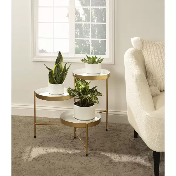 Kate and Laurel Finn Modern TriLevel Plant Stand 13 x 13 x 22 Gold Indoor MultiTiered Plant StandWhiteGold