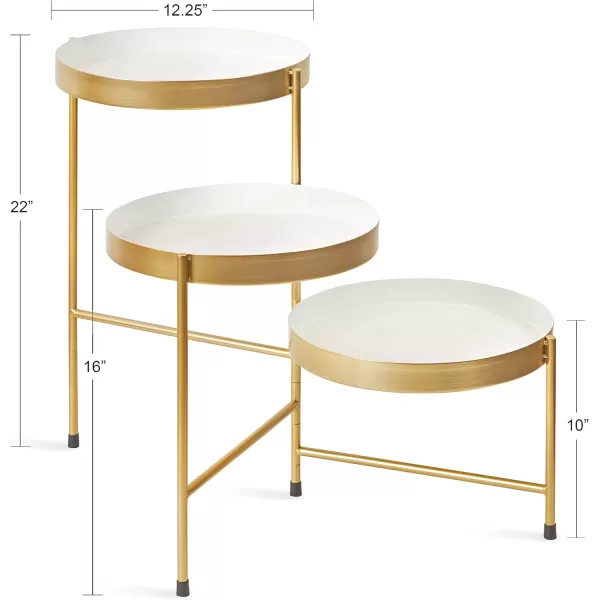 Kate and Laurel Finn Modern TriLevel Plant Stand 13 x 13 x 22 Gold Indoor MultiTiered Plant StandWhiteGold