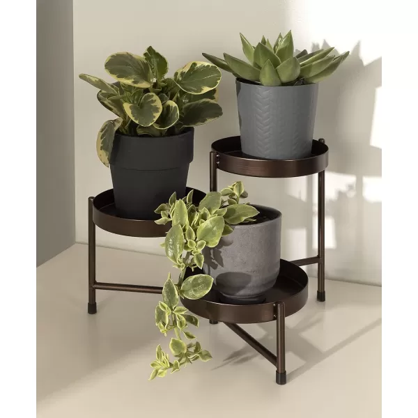 Kate and Laurel Finn Modern TriLevel Plant Stand 725 x 725 x 10 Gold Indoor MultiTiered Plant Stand for TabletopBronze