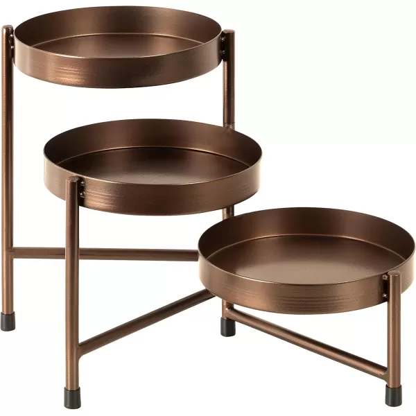 Kate and Laurel Finn Modern TriLevel Plant Stand 725 x 725 x 10 Gold Indoor MultiTiered Plant Stand for TabletopBronze