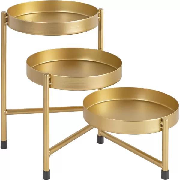 Kate and Laurel Finn Modern TriLevel Plant Stand 725 x 725 x 10 Gold Indoor MultiTiered Plant Stand for TabletopGold