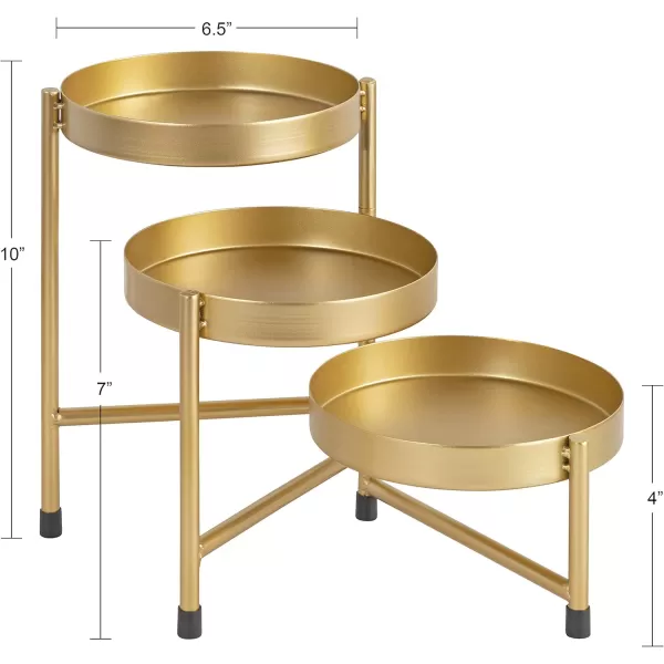 Kate and Laurel Finn Modern TriLevel Plant Stand 725 x 725 x 10 Gold Indoor MultiTiered Plant Stand for TabletopGold