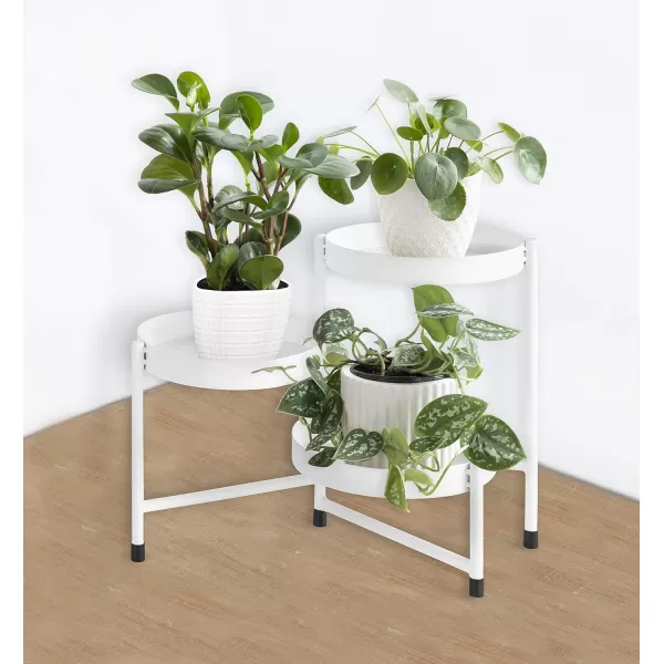 Kate and Laurel Finn Modern TriLevel Plant Stand 725 x 725 x 10 Gold Indoor MultiTiered Plant Stand for TabletopWhite