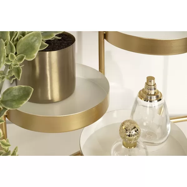 Kate and Laurel Finn Modern TriLevel Plant Stand 725 x 725 x 10 Gold Indoor MultiTiered Plant Stand for TabletopWhiteGold