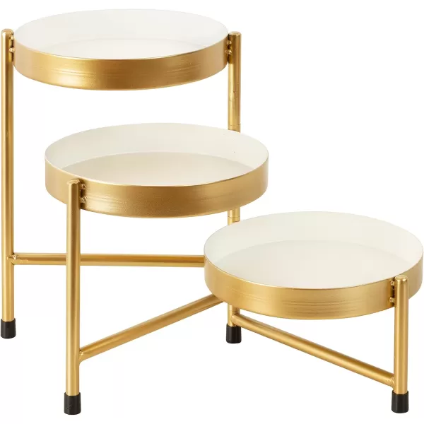 Kate and Laurel Finn Modern TriLevel Plant Stand 725 x 725 x 10 Gold Indoor MultiTiered Plant Stand for TabletopWhiteGold