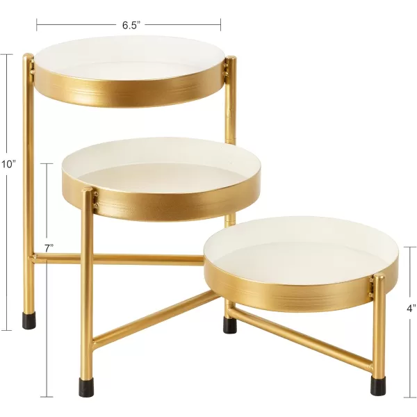 Kate and Laurel Finn Modern TriLevel Plant Stand 725 x 725 x 10 Gold Indoor MultiTiered Plant Stand for TabletopWhiteGold