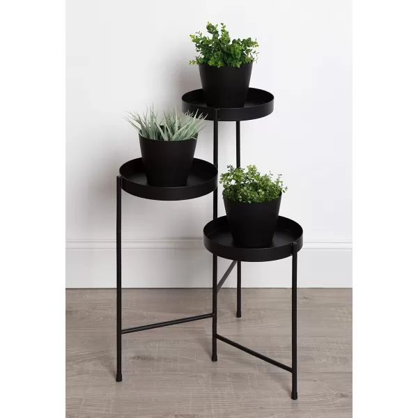 Kate and Laurel Finn TriLevel Metal Plant Stand Black