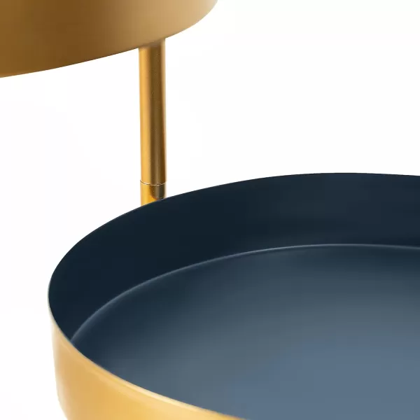 Kate and Laurel Finn TriLevel Metal Plant Stand Black and Gold Decorative Hinged Tray Stand DisplayNavy BlueGold