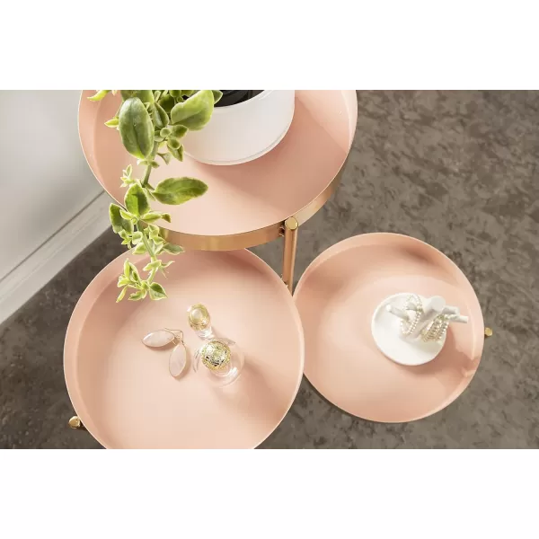 Kate and Laurel Finn TriLevel Metal Plant Stand Black and Gold Decorative Hinged Tray Stand DisplayPinkGold