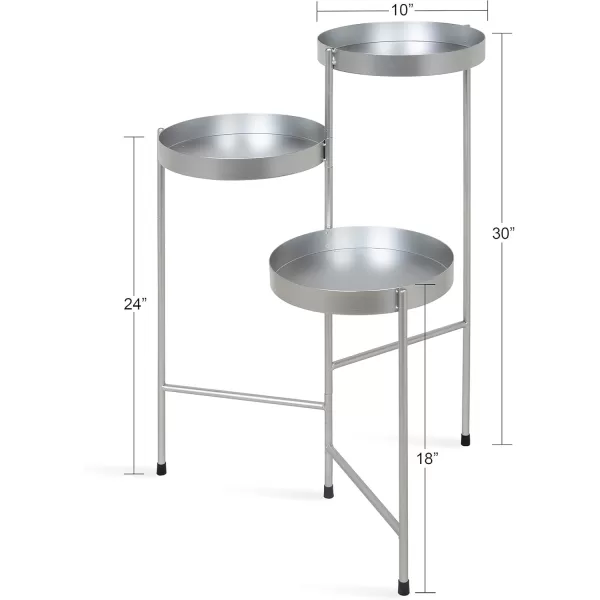 Kate and Laurel Finn TriLevel Metal Plant Stand Black and Gold Decorative Hinged Tray Stand DisplaySilver