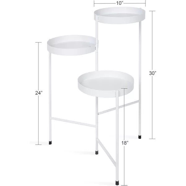 Kate and Laurel Finn TriLevel Metal Plant Stand Black and Gold Decorative Hinged Tray Stand DisplayWhite