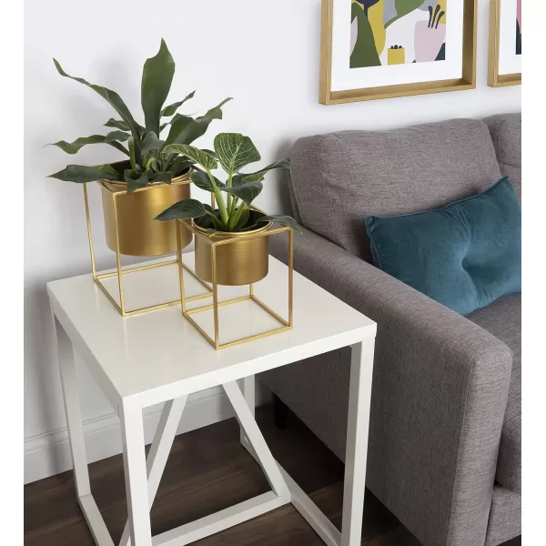 Kate and Laurel Fitch Modern Metal Freestanding Planters Set of 2 Gold Geometric Square Floating Planter PotsGold