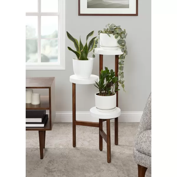 Kate and Laurel Fitley Wooden Plant Stand 16x16x35 NaturalWhiteWalnut Brown