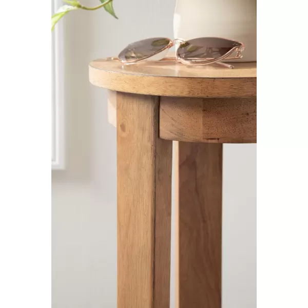 Kate and Laurel Foxford Tiered Round Drink Table 12 x 12 x 30 Natural Brown Transitional TwoTier Circle Plant Stand Table for Use as Living Room Pedestal Table or Small Bedroom Nightstand