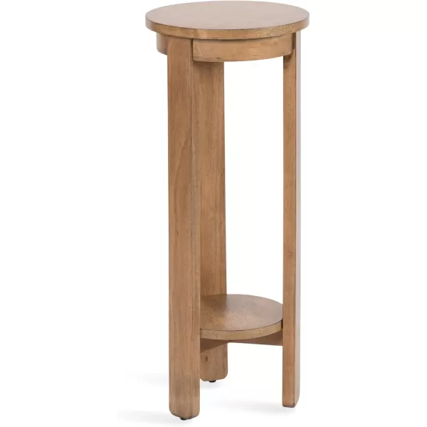 Kate and Laurel Foxford Tiered Round Drink Table 12 x 12 x 30 Natural Brown Transitional TwoTier Circle Plant Stand Table for Use as Living Room Pedestal Table or Small Bedroom Nightstand