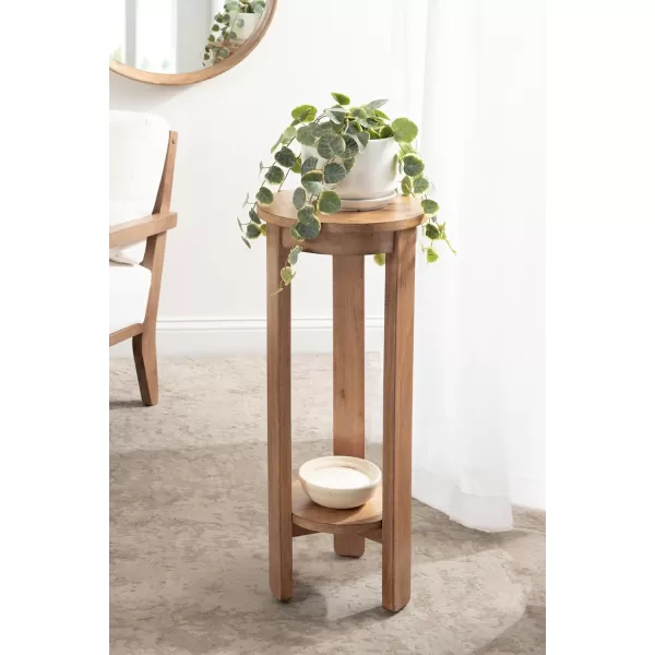 Kate and Laurel Foxford Tiered Round Drink Table 12 x 12 x 30 Natural Brown Transitional TwoTier Circle Plant Stand Table for Use as Living Room Pedestal Table or Small Bedroom Nightstand
