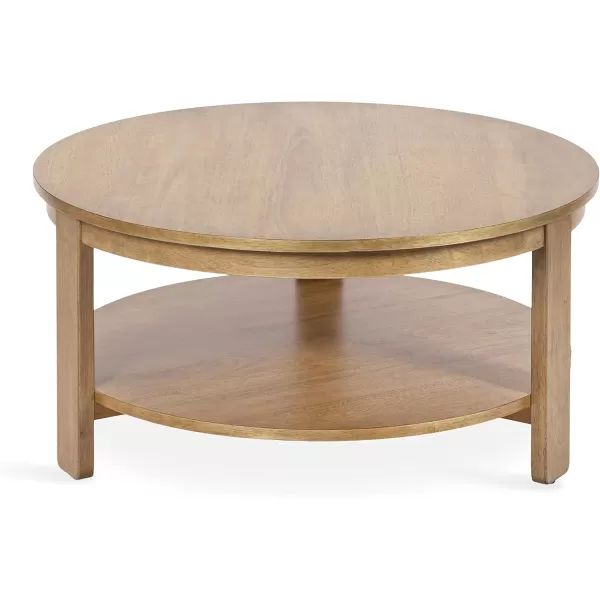 Kate and Laurel Foxford Transitional Tiered Round Coffee Table for Living Room Decor 34x34x17 Walnut BrownNatural