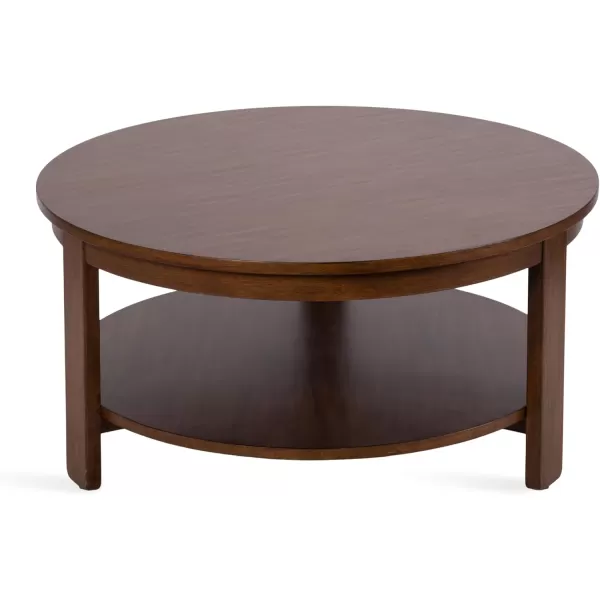 Kate and Laurel Foxford Transitional Tiered Round Coffee Table for Living Room Decor 34x34x17 Walnut BrownWalnut Brown