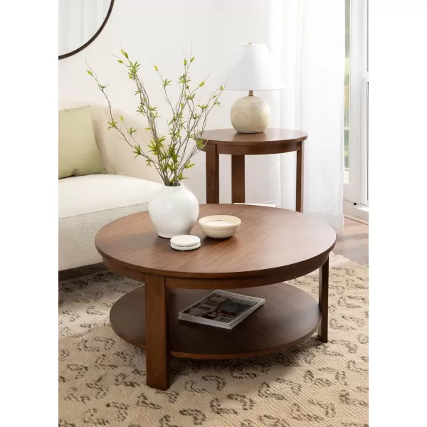 Kate and Laurel Foxford Transitional Tiered Round Coffee Table for Living Room Decor 34x34x17 Walnut BrownWalnut Brown