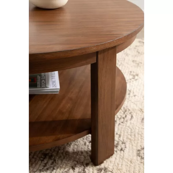 Kate and Laurel Foxford Transitional Tiered Round Coffee Table for Living Room Decor 34x34x17 Walnut BrownWalnut Brown