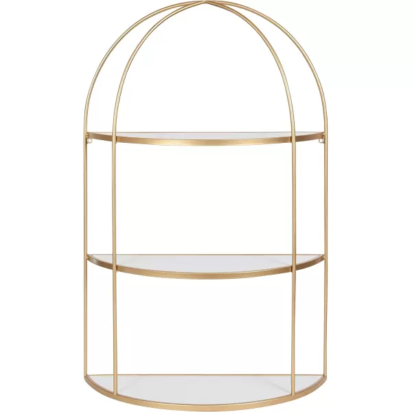 Kate and Laurel Freade Modern 3 Tier Shelf 22 x 8 x 32 White and Gold Decorative Glam Shelf for Storage and Display