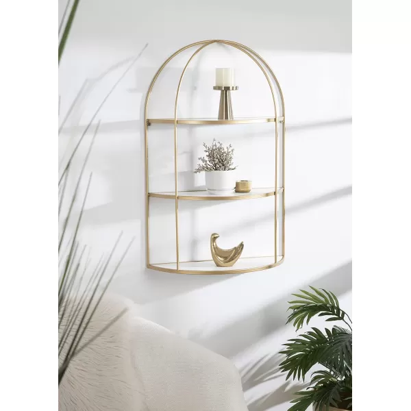 Kate and Laurel Freade Modern 3 Tier Shelf 22 x 8 x 32 White and Gold Decorative Glam Shelf for Storage and Display