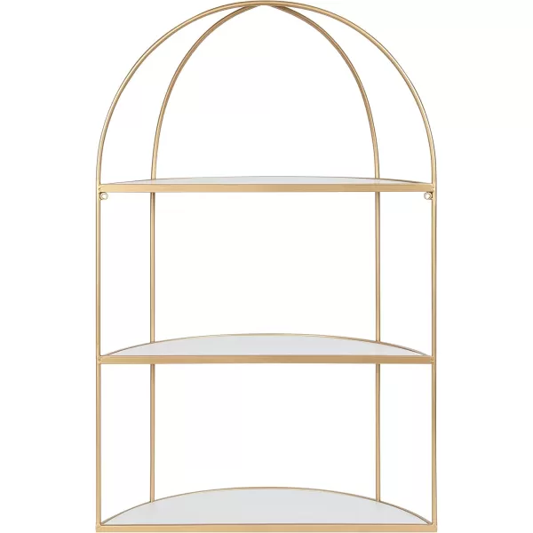 Kate and Laurel Freade Modern 3 Tier Shelf 22 x 8 x 32 White and Gold Decorative Glam Shelf for Storage and Display