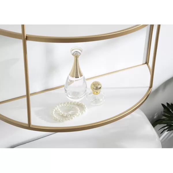 Kate and Laurel Freade Modern 3 Tier Shelf 22 x 8 x 32 White and Gold Decorative Glam Shelf for Storage and Display
