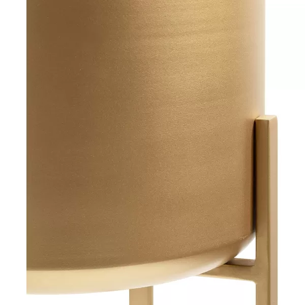 Kate and Laurel Gabi Decorative Glam Metal Planters Set of 2 Satin Gold Modern Metallic Indoor Planter Set for Display and Decoration for Use as Living Room Planters or Porch Plant StandsGold