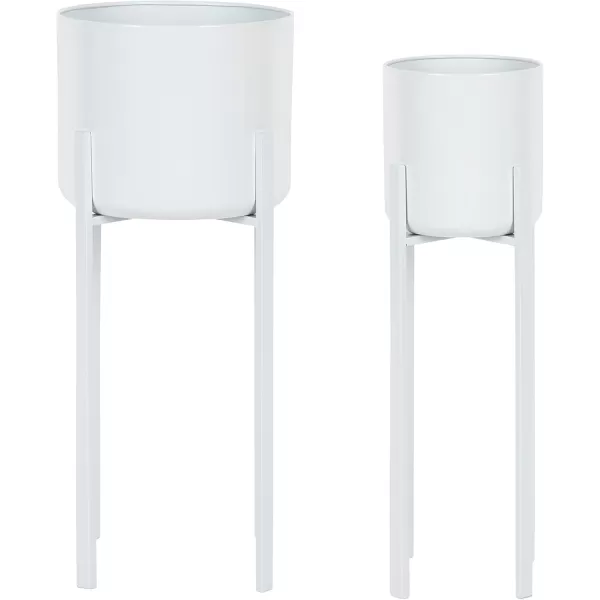 Kate and Laurel Gabi Decorative Glam Metal Planters Set of 2 Satin Gold Modern Metallic Indoor Planter Set for Display and Decoration for Use as Living Room Planters or Porch Plant StandsWhite