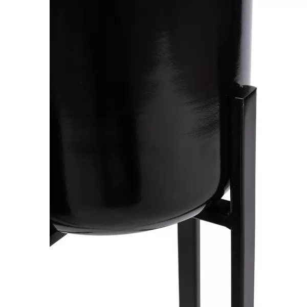 Kate and Laurel Gabi Decorative TwoPiece Metal Planters Set of 2 Black Modern Metal Outdoor or Indoor Plant Stands for Use as Living Room Planters or Porch Plant Stands