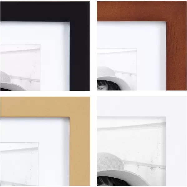 Kate and Laurel Gallery MidCentury Wood Wall Frame Set Set of 10 Walnut Brown Gold Black and WhiteMultiBrown