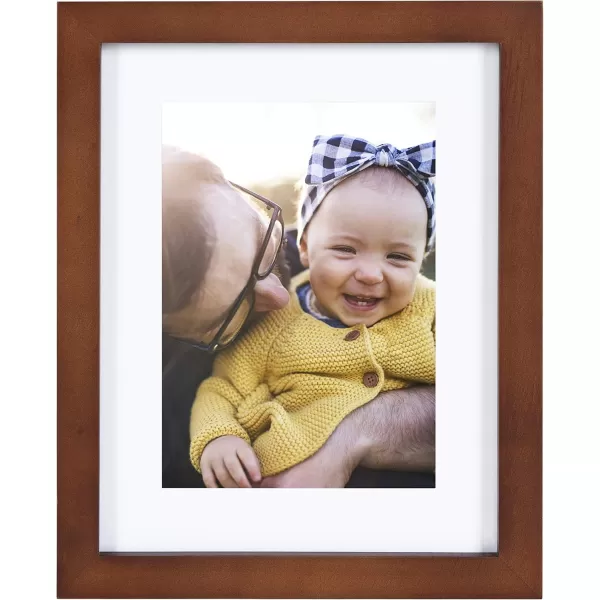 Kate and Laurel Gallery MidCentury Wood Wall Frame Set Set of 10 Walnut Brown Gold Black and WhiteMultiBrown