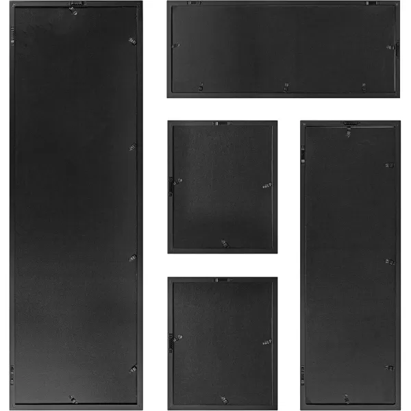 Kate and Laurel Gallery Modern Photo Collage Frame Set Set of 5 Black Transitional Picture Frame Collage Collection for Wall