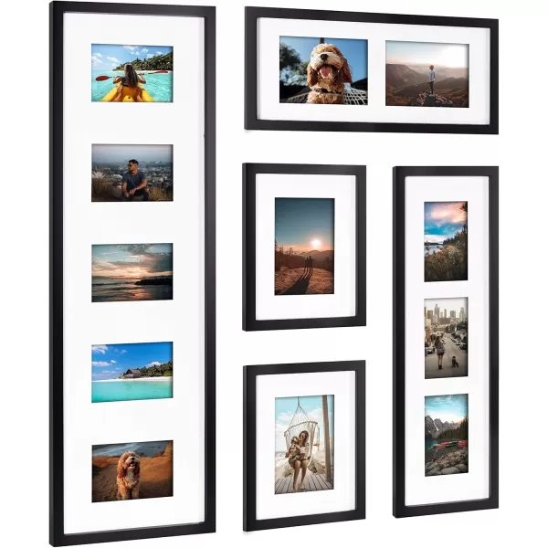 Kate and Laurel Gallery Modern Photo Collage Frame Set Set of 5 Black Transitional Picture Frame Collage Collection for Wall