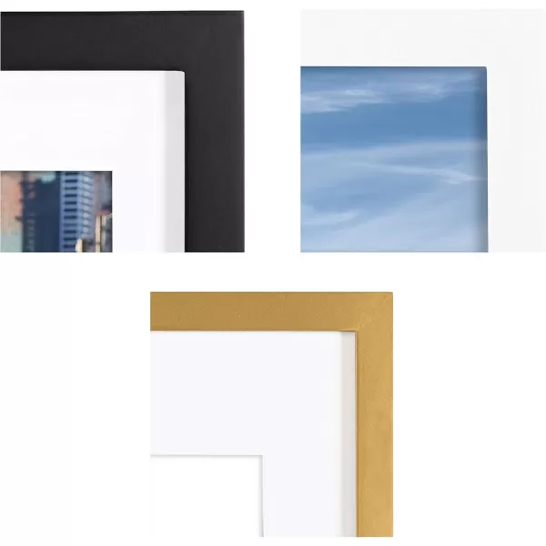 Kate and Laurel Gallery Modern Wood Frame Set 6 Pieces Modern Glam Finishes Sophisticated Picture Frame Set with Multiple Sizes IncludedMultiGold