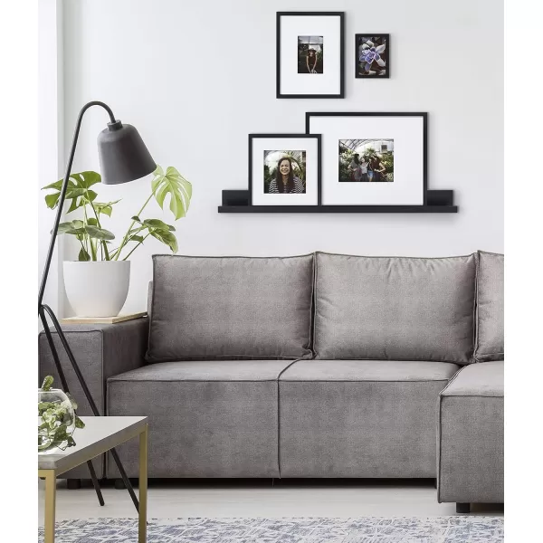 Kate and Laurel Gallery Transitional Frame and Shelf Set Set of 5 Rustic Brown and Black Sophisticated Picture Frame Collection with Multiple Sizes IncludedBlack