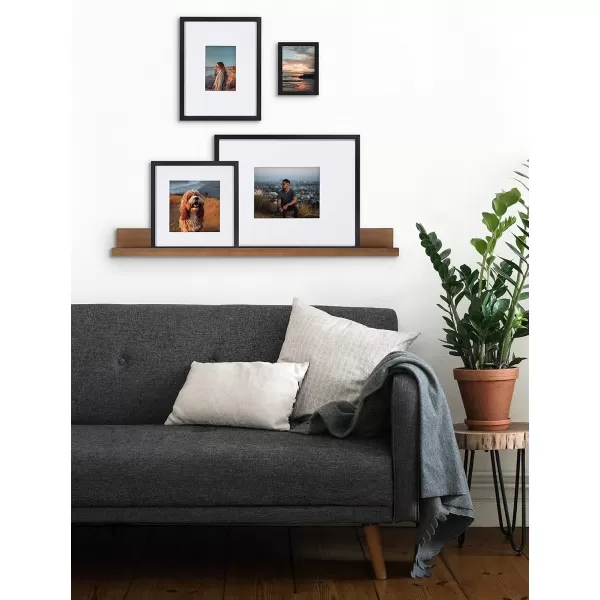 Kate and Laurel Gallery Transitional Frame and Shelf Set Set of 5 Rustic Brown and Black Sophisticated Picture Frame Collection with Multiple Sizes IncludedRustic BrownBlack
