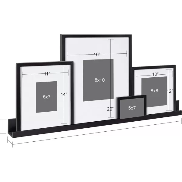 Kate and Laurel Gallery Transitional Frame and Shelf Set Set of 5 Rustic Brown and Black Sophisticated Picture Frame Collection with Multiple Sizes IncludedWhite