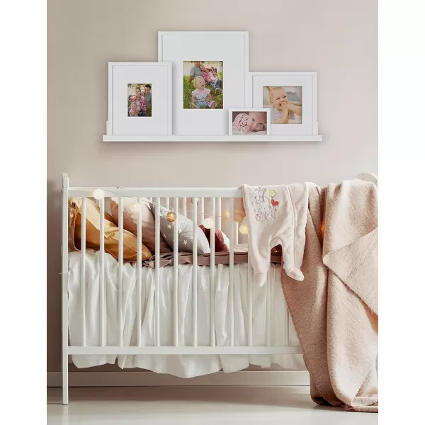 Kate and Laurel Gallery Transitional Frame and Shelf Set Set of 5 Rustic Brown and Black Sophisticated Picture Frame Collection with Multiple Sizes IncludedWhite