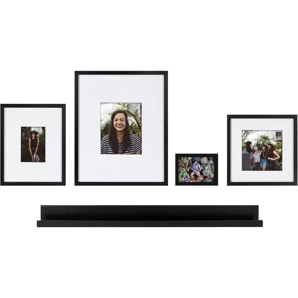 Kate and Laurel Gallery Transitional Frame and Shelf Set Set of 5 Rustic Brown and Black Sophisticated Picture Frame Collection with Multiple Sizes IncludedBlack